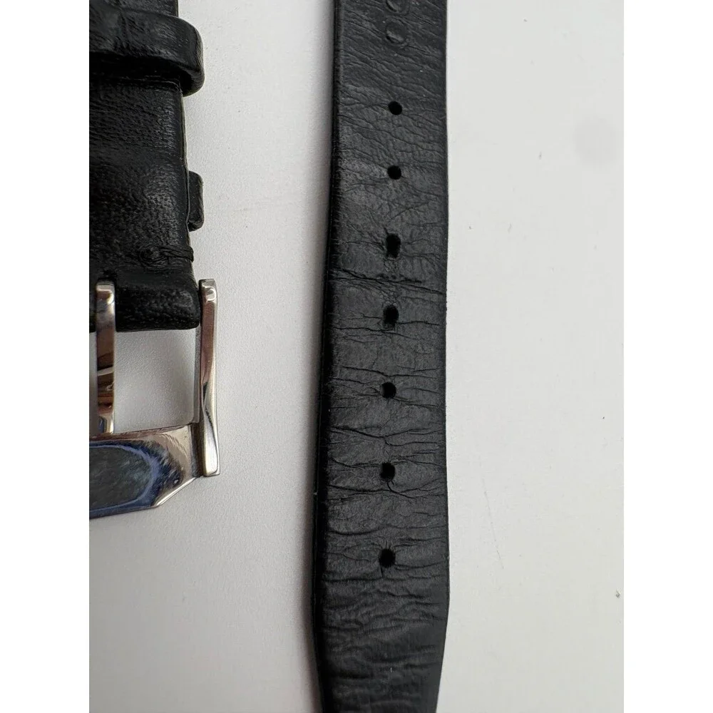 OEM Movado Swiss Black Genuine Leather Watch Strap 14mm Silver-Tone Buckle